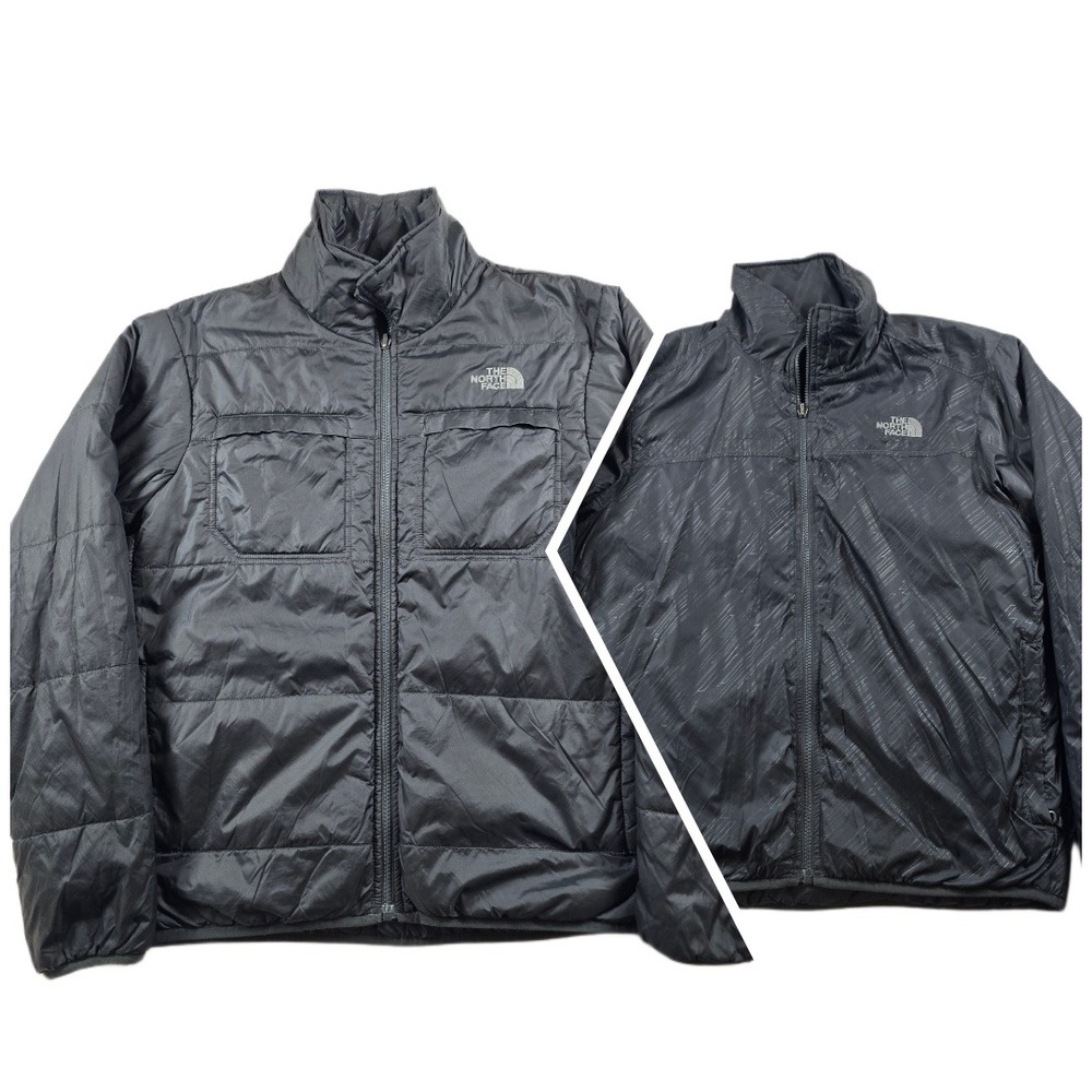 The North Face Reversible Puffer Jacket Mens Medium Black Nylon Top Pockets